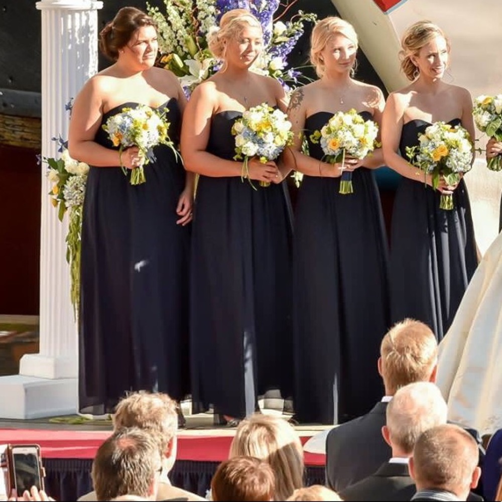 Midnight blue floor length dress